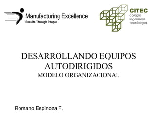 DESARROLLANDO EQUIPOS AUTODIRIGIDOS MODELO ORGANIZACIONAL Romano Espinoza F.  