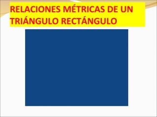 RELACIONES MÉTRICAS DE UN TRIÁNGULO RECTÁNGULO 