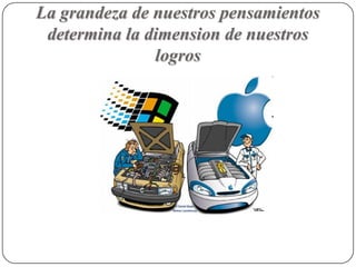 La grandeza de nuestros pensamientos
 determina la dimension de nuestros
               logros
 