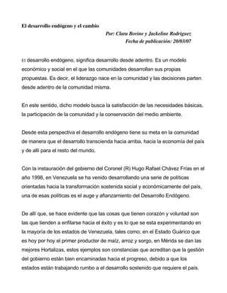 Desarrollo Endogeno Sustentable