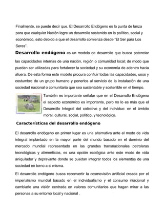 Desarrollo Endogeno Sustentable