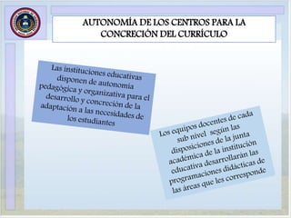 AUTONOMÍA DE LOS CENTROS PARA LA
CONCRECIÓN DEL CURRÍCULO
 