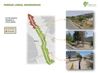 2,116 metros
lineales a
corto plazo
2116 m
PARQUE LINEAL MANDARINAS
 