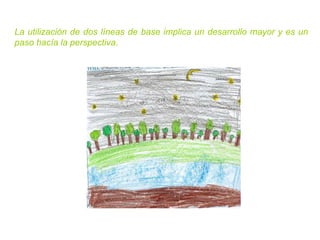 La utilización de dos líneas de base implica un desarrollo mayor y es un paso hacía la perspectiva. Camila Ramos  1º Básico. Colegio de la Santísima Trinidad. 