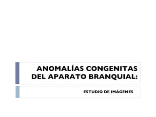 ANOMALÍAS CONGENITAS DEL APARATO BRANQUIAL: ESTUDIO DE IMÁGENES 