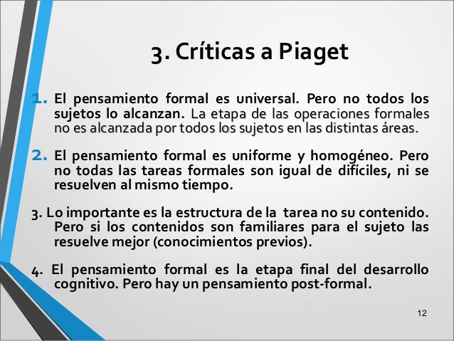 Criticas A La Teoria De Piaget