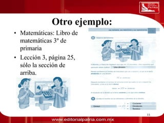 Otro ejemplo:
0011 0010 1010 1101 0001 0100 1011
     • Matemáticas: Libro de
       matemáticas 3º de
       primaria
     • Lección 3, página 25,
       sólo la sección de
       arriba.




                             Dra. Laura Frade Rubio   33
 