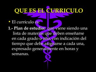 QUE ES EL CURRICULO ,[object Object],[object Object]