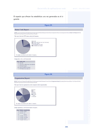 345
Desarrollo de aplicaciones web
ANOTACIONES

 FUOC • XP04/90791/00021
El aspecto que ofrecen las estadísticas una vez generadas es el si-
guiente:
Figura 29.
Figura 30.
 