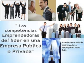 Materia: Desarrollo de
emprendedores
Participante: Pedro
Ortiz
 