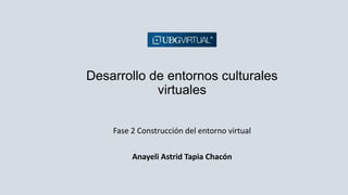 Desarrollo de entornos culturales
virtuales
Fase 2 Construcción del entorno virtual
Anayeli Astrid Tapia Chacón
 