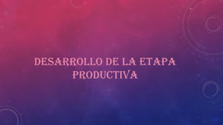 DESARROLLO DE LA ETAPA
PRODUCTIVA

 