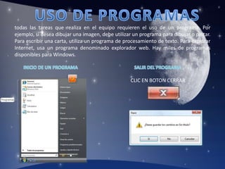APAGADO CORRECTODEL EQUIPOPara apagar el equipo, haga clic en el botón Inicio y, a continuación, haga clic en el botón de encendido situado en la esquina inferior derecha del menú Inicio. El botón de encendido normalmente tiene la siguiente apariencia:Al hacer clic en este botón, el equipo entra en el modo de suspensión. Windows guarda el trabajo automáticamente, la pantalla se apaga y se detiene el ruido procedente del ventilador del equipo. Normalmente, una luz situada fuera de la caja del equipo parpadea o se vuelve amarilla para indicar que el equipo está en el modo de suspensión. El proceso completo dura sólo unos segundos