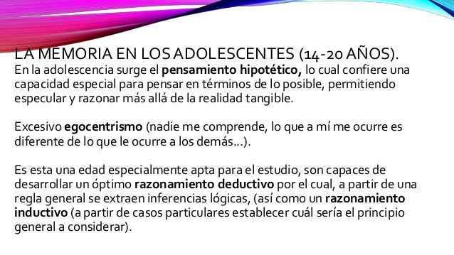 Desarrollo de la memoria (etapas del ser humano)