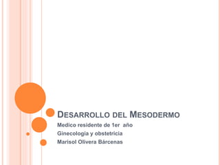 DESARROLLO DEL MESODERMO
Medico residente de 1er año
Ginecología y obstetricia
Marisol Olivera Bárcenas
 