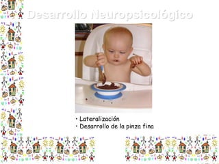 Desarrollo Neuropsicológico

• Lateralización
• Desarrollo de la pinza fina

 
