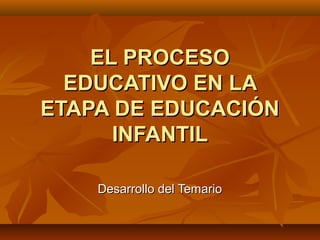 EL PROCESO
  EDUCATIVO EN LA
ETAPA DE EDUCACIÓN
      INFANTIL

    Desarrollo del Temario
 