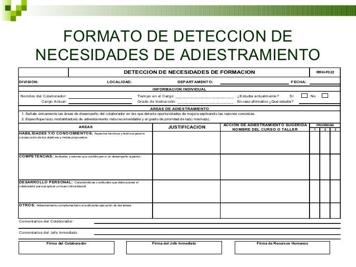 Formato De Deteccion De Necesidades De Capacitacion
