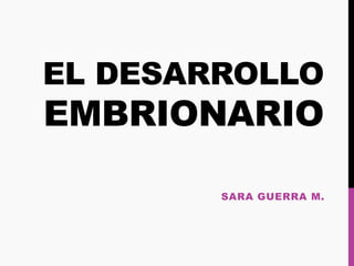 EL DESARROLLO
EMBRIONARIO
SARA GUERRA M.
 