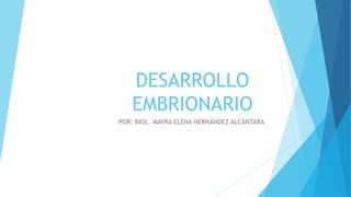 DESARROLLO
EMBRIONARIO
POR: BIOL. MAYRA ELENA HERNÁNDEZ ALCÁNTARA
 