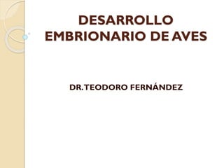 DESARROLLO
EMBRIONARIO DE AVES
DR.TEODORO FERNÁNDEZ
 