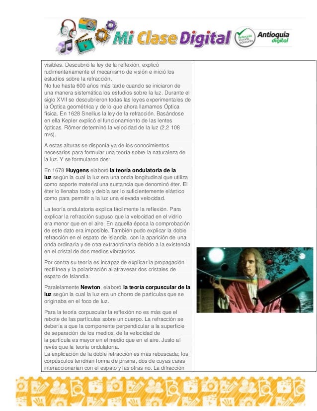 Desarrollo histórico de las teorías sobre la luz agenda