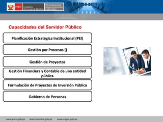 www.peru.gob.pe www.tramites.gob.pe www.ongei.gob.pe
Capacidades del Servidor Público
Planificación Estratégica Institucio...