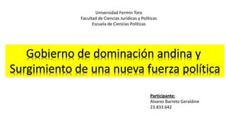 Participante:
Alvarez Barreto Geraldine
23.833.642
Universidad Fermín Toro
Facultad de Ciencias Jurídicas y Políticas
Escuela de Ciencias Políticas
 