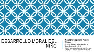 Moral Development: Piaget's
Theory
Angela Oswalt, MSW, edited by
Mark Dombeck, Ph.D.
http://sevencounties.org/poc/view_doc
.php?type=doc&id=37690&cn=1272
DESARROLLO MORAL DEL
NIÑO
 