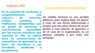 Es un conjunto de conductas o
comportamientos; una
colección de creencias,
hábitos, practicas y
tradiciones compartidas por
un grupo de personas y
sucesivamente aprendidos
por los nuevos miembros que
ingresan en ella. La cultura
tiene la características de
transmitirse de generación; es
decir, de heredarse y ser
heredada, tendiendo a
perpetuarse.
 