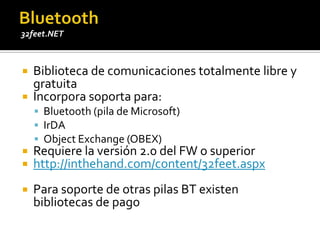 BluetoothEnvío de información a otros dispositivosDEMO