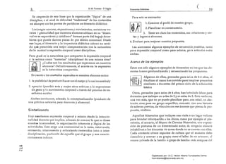 39A. M. Porsteín - ROriglio3,
Se desprende de esta frase que la organización "lógica" de una
disciplina, o el nivel de dificultad "tradicional" de los contenidos
no siempre son los puntos de parti,da en un itinerario didáctico.
Los juegos sonoros, expresiones.y movimientos, emisiones vo­
cales f gestualidad que nuestros 'alumnos utilizan en su "desen­
volverse espontáneo y cotidiano" forman parte del bagaje de sa­
beres que puede darnos pistas de por dónde comenzar. Desde
ese Iubar, el itinerario y la trayectoria didáctica cobran un senti­
do que permitiría una mejor compenetración con la naturaleza
de lo llusical o expresión corporal como disciplinas.
Pero ¿cuál es la naturaleza que comparten la expresión corporal
y la rllltsica como "materias" (disciplinas) de una misma área?
¿Cuáles son los resultados que esperamos en nuestros
alumnos? Definitivamente, el acento en lo expresivo
es la naturaleza compartida.
En cuanto a los resultados esperados en nuestros alumnos serían:
1. la de producir (hacer con el cuerpo ylo con los sonidos)y
2. apn,ciar (percibir más y mejor otras músicas y/o expresiones
de gesto y/o movimiento corporal) a través del proceso de en­
señ2nza escolar.
Ambas involucran, además, la conceptualización (producto de
una práctica reflexiva para docentes y alumnos).
Sintetizando
Hoy ellseñamos expresión corporal y música desde la íntenCÍo­
naUda.!. docente que implica, además de conocer lo que se desea
enseñar (con tenidos), la organización coherente y lógica"" de las
actividldes. Esto exige una continuidad en la tarea, retomando,
revisando, relacionando y articulando contenidos inlra o inter­
rtiendo de aquello que el grupo y sus caracte­
rísticasnos indican.
o
......J
r..;
Itinerarios didácticos
Para esto es necesario:
I¡1: ~ I 1. qonocer el perfil de nuestro grupo.
~1 2. P~anificar en consecuencia.
3. Tener en claro los contenidos, su~ relaciones y me­
tas y logros a'. alcanzar.
4. Evaluar para mejorar nuestra propuesta.
Les acercamos algunos ejemplos de secuenci<ls posibles, tanto
para expresión corporal como para mltsica, para articular entre
ambas.
Acerca de los ejemplos
Éstos son sólo algunos ejemplos de itinerarios en los que los do­
centes fueron profundizando ysecuenciando las propuestas,
Algunos de ellos, pensados para satas de 5-6 años, al
.. finalizar el curso han servido para inspirar proyectos
J: similares a docentes del primer ciclo de la educación
básica
Otros, pensados para salas de 4 años; han brindado ideas para
docentes que trabajan en salas de 3 y en salas de 5. Esto reafin'L1a,
una vez más, que no ~e puede planificar para una edad, en abs-.
tracto; sino para un grupo específico, concreto. con una historia
de saberes previos, de vínculos con ese docente que piensa la pro­
puesta, etcétera.
Aquellos itinerarios que incluyen una visita él un
para brindar información a los chicos, como por ejemplo el pla­
netario, el acuario, 'el Museo de Ciencias Naturales, U!1<l exposi­
ción de pinturas de un determinado autor, d(; ninguna manera
inhabilitan a los docentes de zonas donde no se cuenta con ellos.
Cada contexto' ofrece espacios de cultura qUf~ el maestro debe
descubrir y acercar a su grupo; como el taller de un ar[csnl1(), el
DlUSCO privado de la familia o grupo de familia:; más antiguas del
Digitalizado por: I.S.C. Hèctor Alberto Turrubiartes Cerino
hturrubiartes@beceneslp.edu.mx
 