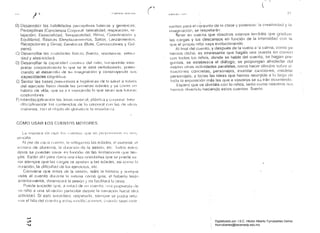 ("
(
21'I1P1Ht")t) :th H¡ )/f!'i ft,UOdIJ", /1)11
l'
B) Desarrollfir las !1;:¡biliclacles perceptivas básIcas y .gené! Icas;
Perceptivas (Conciencia Corpolal: laleraliuad, respiración, re
lajación; ESDacialidarJ, Temporalidad, r-1ilnlo, r;oordinaciól1 y
Equilibrio), Básicas (Desplazan1lentos, Saltos, Lamarnielllos,
Recepciones y C3iros): Genéric;:¡s (Bole, Condllcciolles y Gol­
Deos),
e) Desarrollar las ellaliclades fisic.s (rllerzél, reslslencla, velol,:!'
dad y elas liciclad)
O) Oesarrollar la capaclclad crn¡lIIV¡¡ elel 1111)0, IIDCrélldole inter
pletar corporalmente lo ql18 se le es!;) ver!1édizanc!o, polen,
ciando el desarrollo de 511 Irlléluinéción y consllllyendo SI rs
capacidacles cOUllÍliv<ls
E) Senlar las bases prevt!nllvas e III<]iénicas de lér sélh Id a !r<lvcs
del ejercicio lisico desde las prlllleras edades y ya eOfllO Ilfl
hábito ele vida, que V¡) a Ir IllilfCamlo lo que selarl SIlS IlIlw<l:=.
costumbres.
r-) lnterclisciplillélilZ;:1r las ¡)Jeas IlIlISIC01, pl¡'¡slica y ClJlfJoral IlIlel
disciplillarizar los COl1lellldos de lo COI pOIél I con 1,1$ ele olr,ls
malArias, COll el nhjelo de qlolmlilill la 8IlSl~,1"I¡;:J
CÓMO USAn LOS CUENTOS MOTonES
La IlléI1l'Jél ,le lISJI I()~; ¡;¡ lento:; (lile O~i prnp' Hi:lllns e:; 11111',­
SGllc..illa
,'1 pie eje Célllel CIIi~lllo, le rt~lIl;I<l11105 las edildes, e! ¡¡¡;llellal, d
IHlI11810 de aIUI1l!lOS, 1<:1 ¡J"';;H:IÓll de la seSión, etc I,)cns es!us
dé',IOS se pueden vallar en hU1CIÓn de las lilllilaclolles qlle tel
Uáis. Eslan allí l)(Ira d¡lros llllél idea oriel1lativa qlle se puede va
siempre que las cargas se éllllsten a las euades, asi CUIllO 1<
dllración, la Llificullad de 10$ elercicios, elc.
Conviene <lll€ anles de la sesión, leáis la hlSIOrld y alll1r¡lle
lIséis el clIen lo dur <.1111 e lél IllÍSll1a corno guia, el haberlo leidn
<.mleriorJllenle, ("nanlizar;) la sesióll y os f<Jcililaréi la téllea,
Puede sllceder (jlré, él rlutad de 1111 cuelllo, Irlla ¡)rlJplle::;ld.le
 111 nirlO a ul1a sil ilé;1CiÓr 1 patllclllar desvie la llar rackm hac;la olr;¡
aclivÍ(Jacl. Si eslo sllcediera, lespetado, sielllpre se pourá lelo
IllCH el hilo del (;tlel1ln y esl;lS 111()d¡rí(~<lcrorh~s, Clléllldo sean lIlOl1
J-J
YIi
'Y
v¡)nles para el cqnlunto de la clase y potenciel', la creatividad y la
imaginación, se respetarán.
Tener en cuellla que vbsotros IllisfllOS lell'J¡éis que
las cargas y los descansos en función de la intensidad con la
que el propio niño vaya evolucionando,
Al final elel cuento, y después de la vuelta a la calma, como ya
liemos dicho, es interesante que hagáis una puesta en común
con lodos los niños, donde se hable del cuento, se hagan pre­
guntas, se establezca el diálogo, se proponuan alrededor elel
illlSf110 olras Actividades paralelas. como lIacer dibujos sobre si..
lllaciones concretas, personajes, inventar cailciofles, rnorJe!af'
personajes, y todas las ideas que hemos reco'Jido a lo Idlgo de
loeJa la exposición más las que a vosotros se 03 irán ocurriendo.
Espero que os divirtáis con lo niños, lanto cuma nosotros nos
liemos diver tidu haciendo eslos cuentos. Suerte.
Digitalizado por: I.S.C. Hèctor Alberto Turrubiartes Cerino
hturrubiartes@beceneslp.edu.mx
 