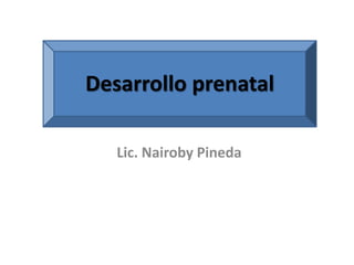 Desarrollo prenatal

   Lic. Nairoby Pineda
 
