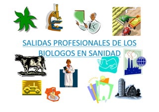 SALIDAS PROFESIONALES DE LOS 
    BIOLOGOS EN SANIDAD 
 
