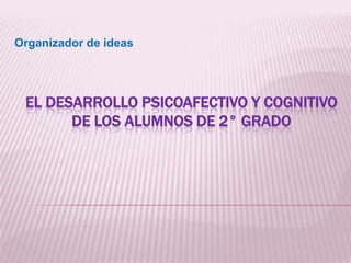 Organizador de ideas

EL DESARROLLO PSICOAFECTIVO Y COGNITIVO
DE LOS ALUMNOS DE 2° GRADO

 