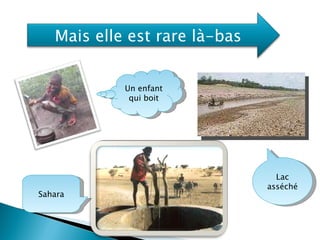 Un enfant qui boit Lac asséché Sahara Mais elle est rare là-bas