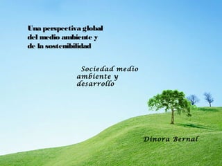 Sociedad medio
ambiente y
desarrollo
Una perspectiva global
del medio ambiente y
de la sostenibilidad
Dinora Bernal
 