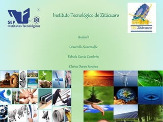 Instituto Tecnológico de Zitácuaro
Unidad I
Desarrollo Sustentable
Fabiola García Cambrón
Clarisa Duran Sánchez
 