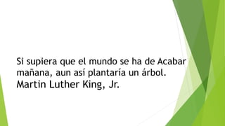 Si supiera que el mundo se ha de Acabar
mañana, aun así plantaría un árbol.
Martin Luther King, Jr.
 