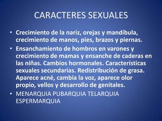 La edad exacta depende de factores como la herencia y la nutrición, y si es niño o niña.Comienza con la secreción hormonal de las Glándulas endocrinasLas glándulas endocrinas liberan hormonas en el torrente sanguíneo.Las glándulas endocrinas abarcan:Las glándulas suprarrenales 