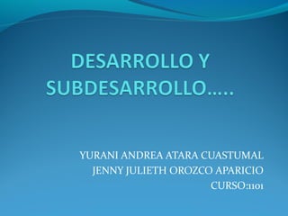 YURANI ANDREA ATARA CUASTUMAL
  JENNY JULIETH OROZCO APARICIO
                      CURSO:1101
 