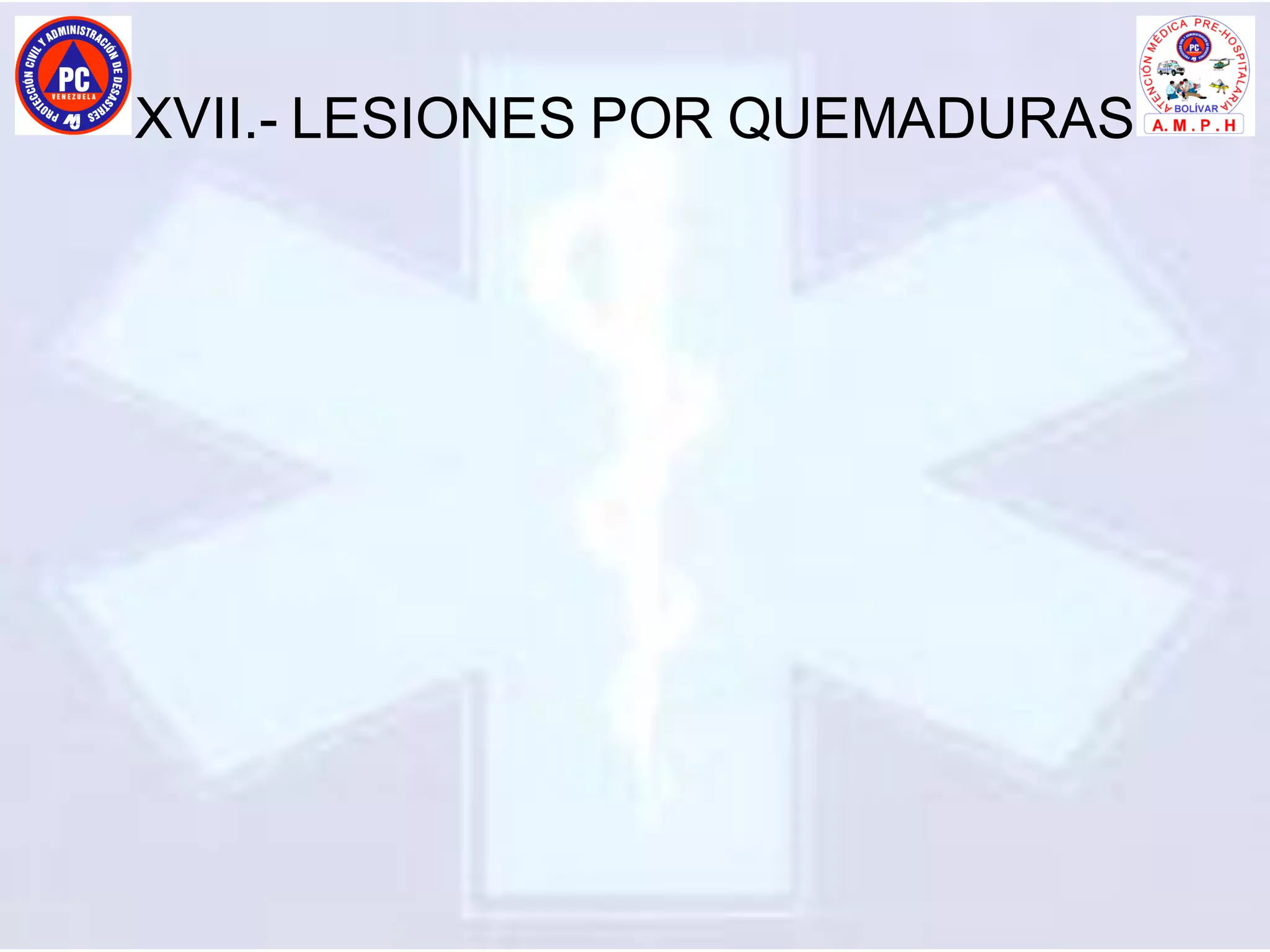 XVII.- LESIONES POR QUEMADURAS
 