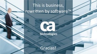 54 © 2015 CA. ALL RIGHTS RESERVED.
This is business,
rewritten by software™
Gracias!
 