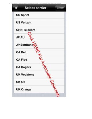 3. Para seleccionar un operador de la lista elija la opción "Seleccionar al operador", u opción "Cambiar IMSI", si desea ingresar el código manualmente.
 