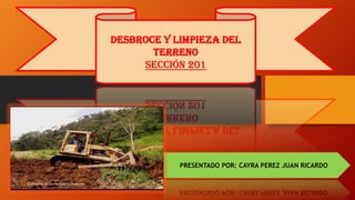 DESBROCE Y LIMPIEZA DEL
TERRENO
SECCIÓN 201
PRESENTADO POR: CAYRA PEREZ JUAN RICARDO
 