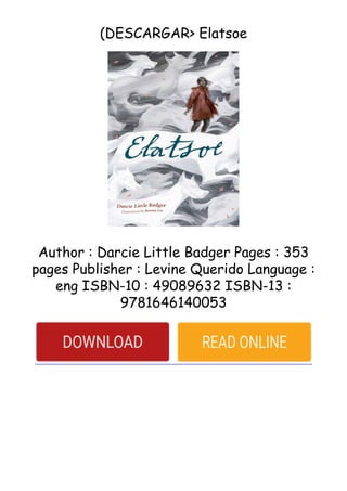 (DESCARGAR> Elatsoe
Author : Darcie Little Badger Pages : 353
pages Publisher : Levine Querido Language :
eng ISBN-10 : 49089632 ISBN-13 :
9781646140053
 
