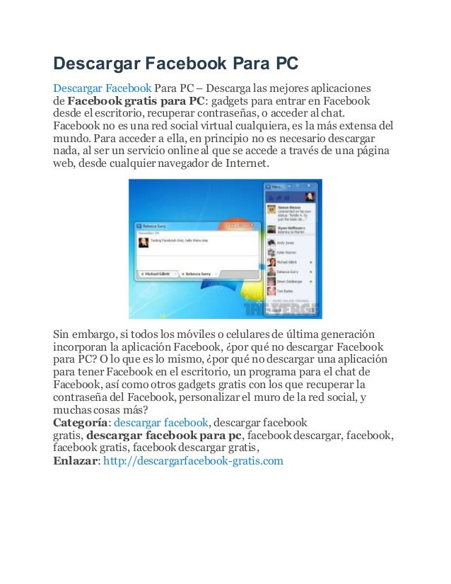Descargar Facebook Para Pc