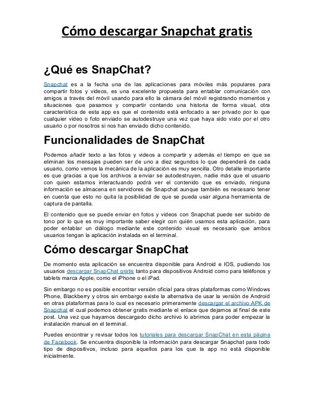 Descargar Snapchat Gratis