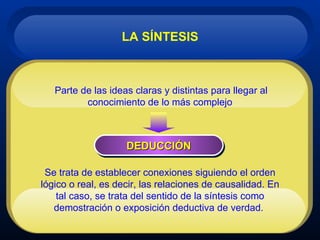 LA  DUDA METÓDICA   Encontrar verdades absolutamente ciertas sobre las cuales no sea posible dudar en absoluto, es decir, verdades evidentes que permitan fundamentar el edificio del conocimiento verdadero con absoluta garantía para así poder   ENCONTRAR EL CONOCIMIENTO VERDADERO OBJETIVO DE DESCARTES 